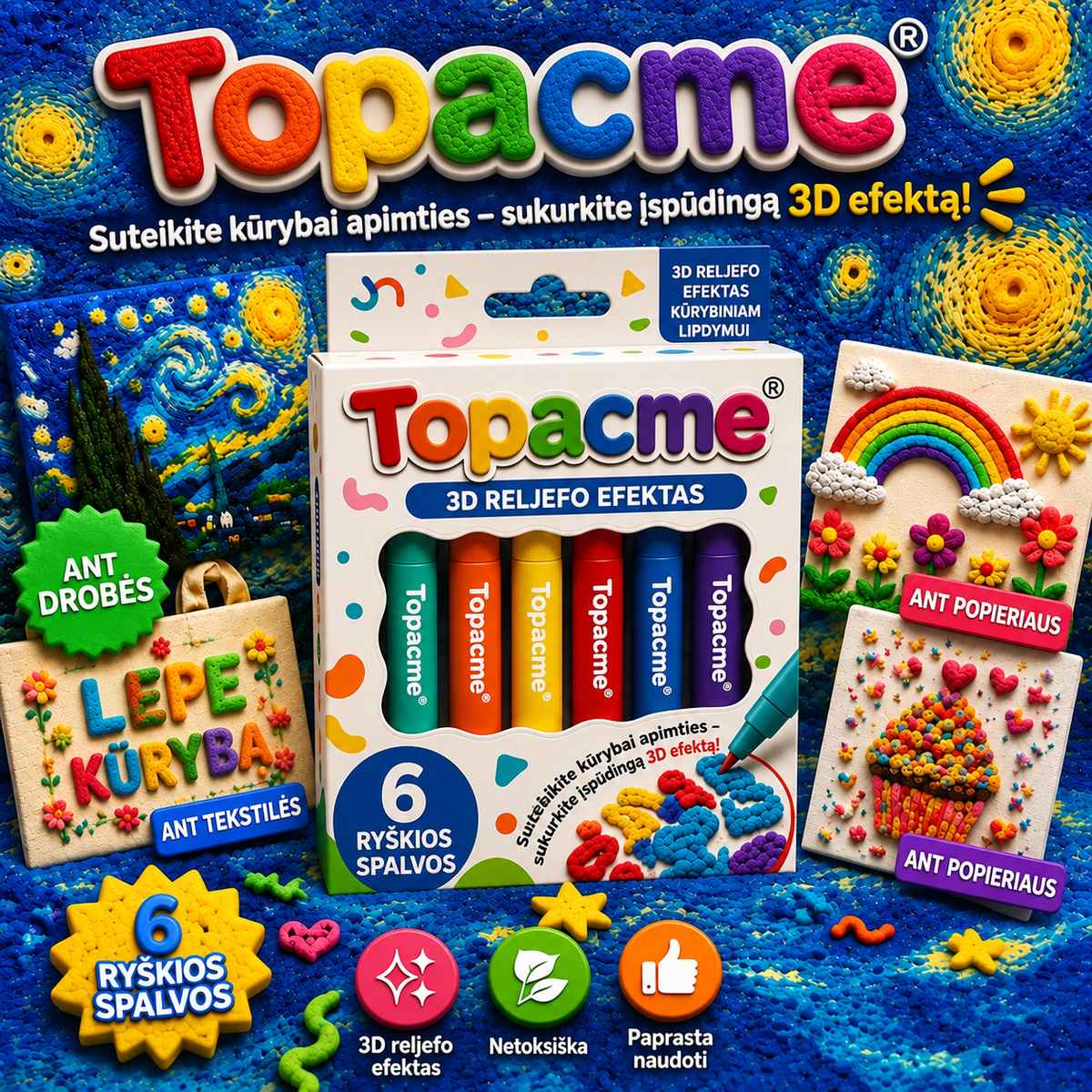 Topacme 3D reljefo meno rinkinys