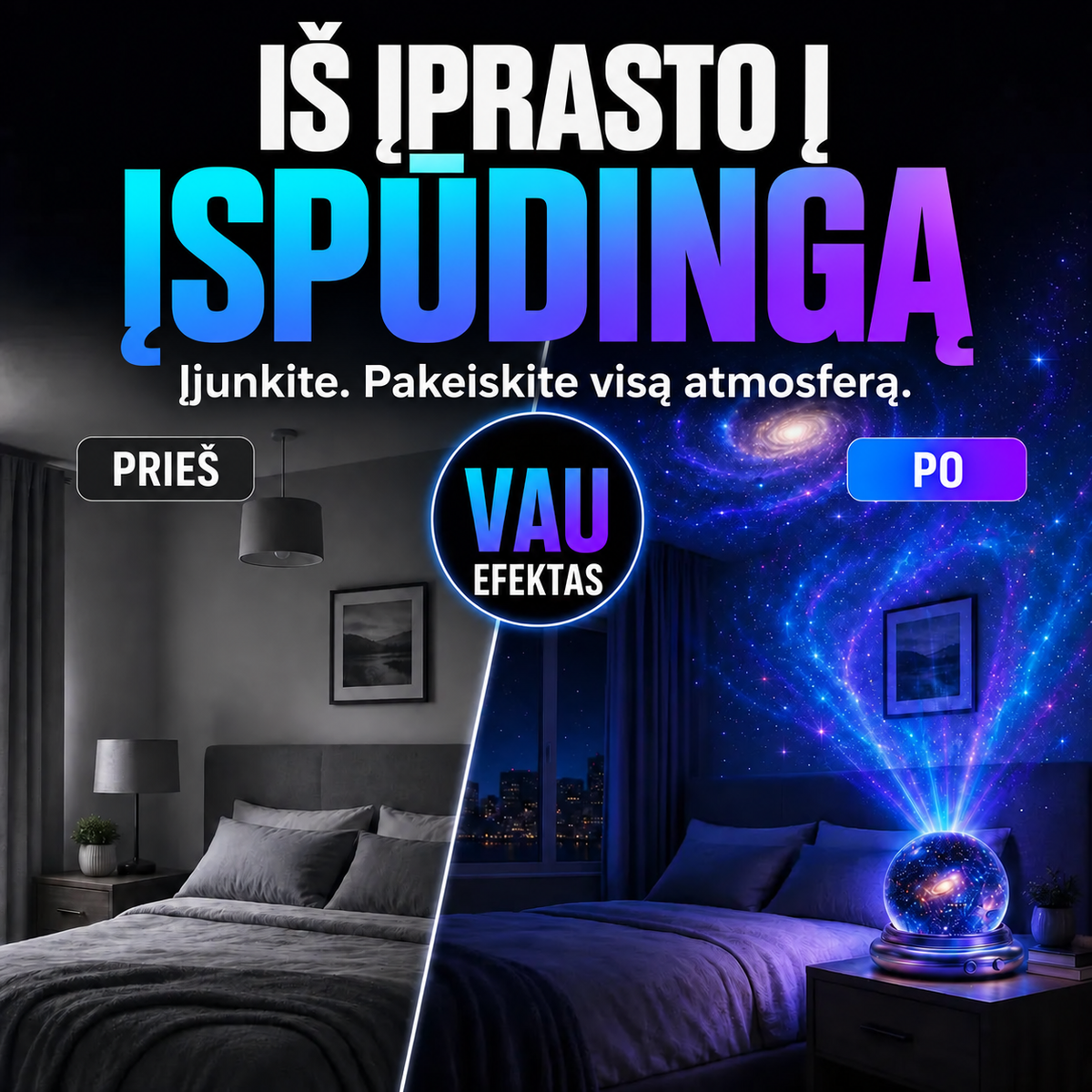 Projektorius prieš ir po