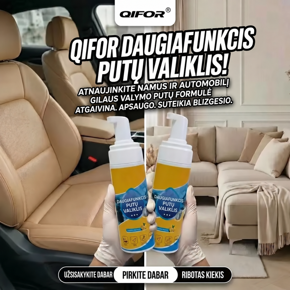 Daugiafunkcis putų valiklis namams ir automobiliui