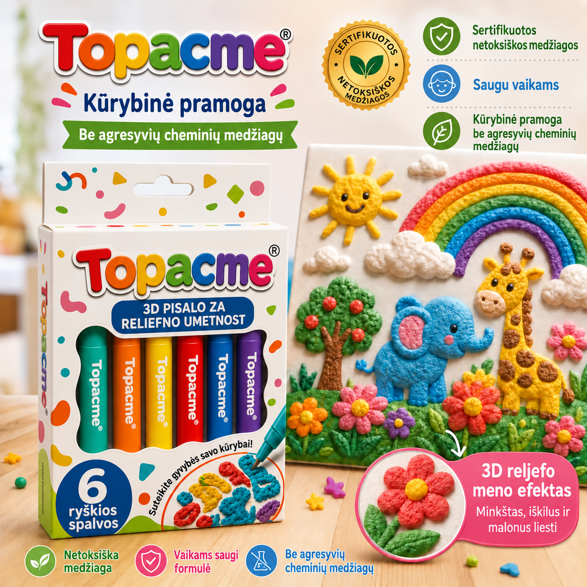 Topacme 3D reljefo meno efektas