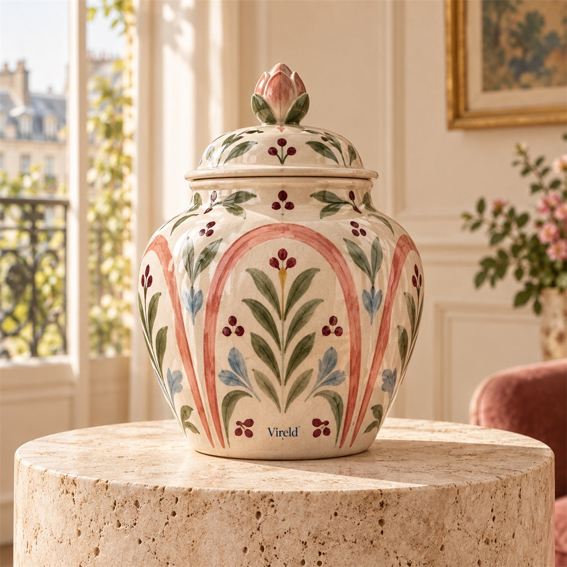 Vireld Rosalie Floral Lidded Decorative Jar
