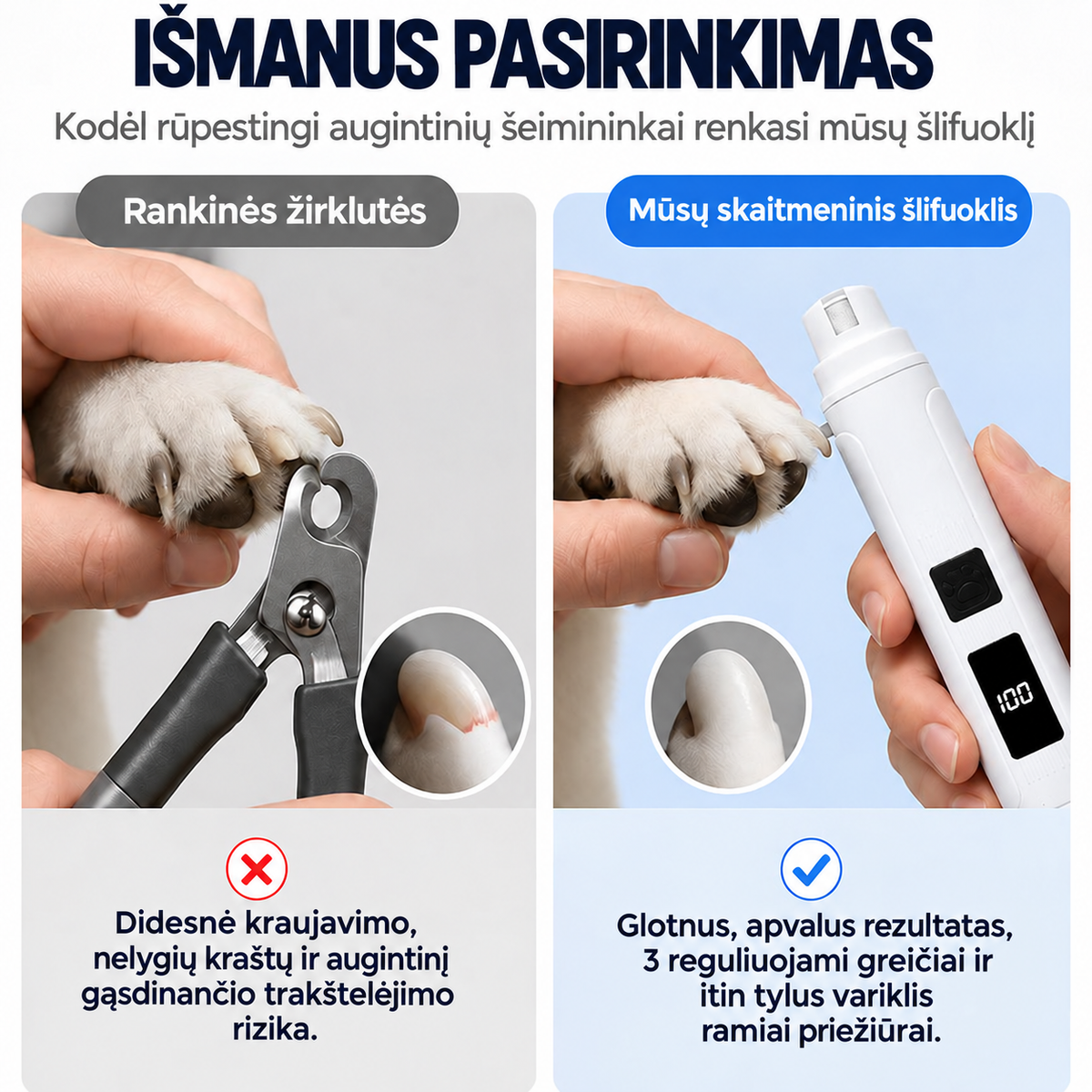 Išmanus augintinių nagų priežiūros pasirinkimas