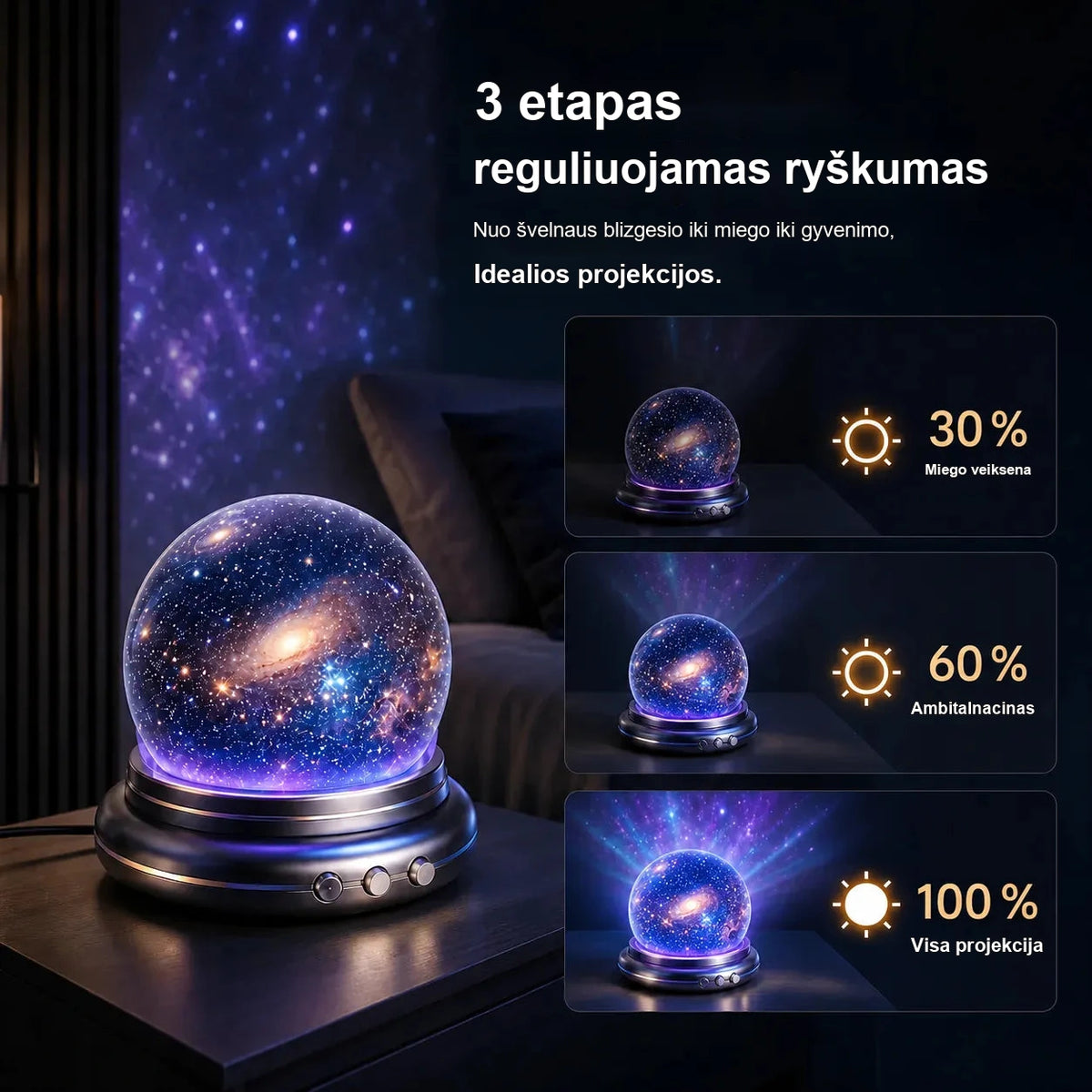Comauo® 5D holografinis žvaigždžių projektorius