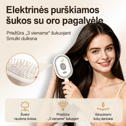 Elektrinės purškiamos masažinės šukos su oro pagalvėle