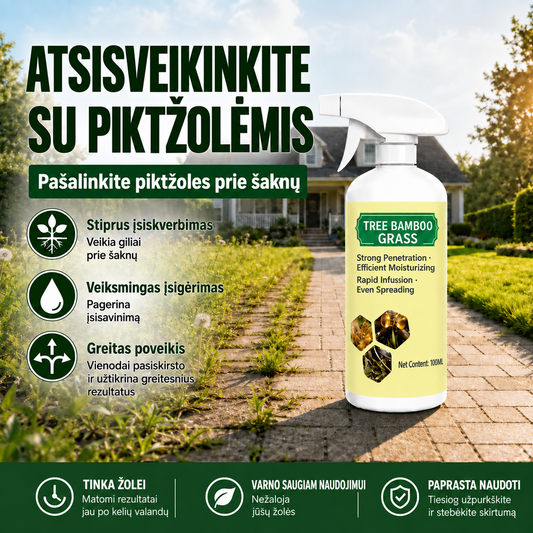 Greitai veikiantis purškalas nuo piktžolių ir žolės