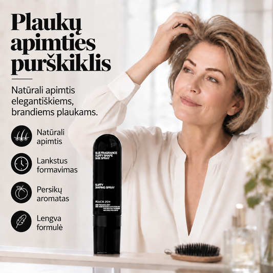 Plaukų apimties purškiklis su persikų aromatu