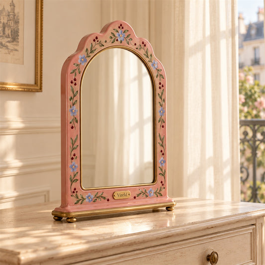 Vireld Amelie Blush Floral Tabletop Mirror