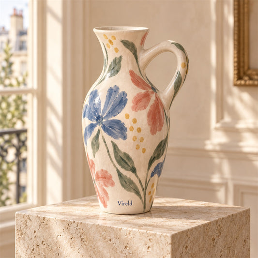 Vireld Celia Painted Floral Pitcher Vase
