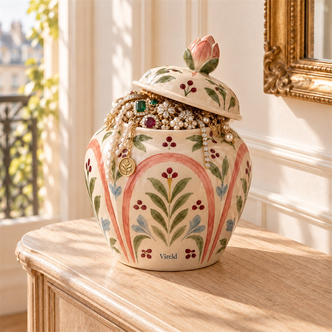 Vireld Rosalie Floral Lidded Decorative Jar