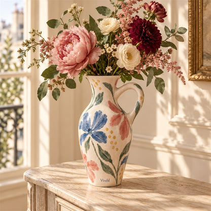 Vireld Celia Painted Floral Pitcher Vase