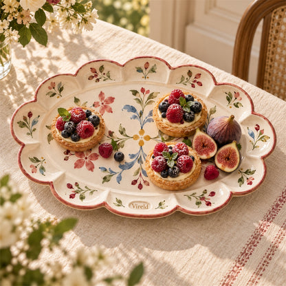 Vireld Colette Scalloped Floral Serving Platter