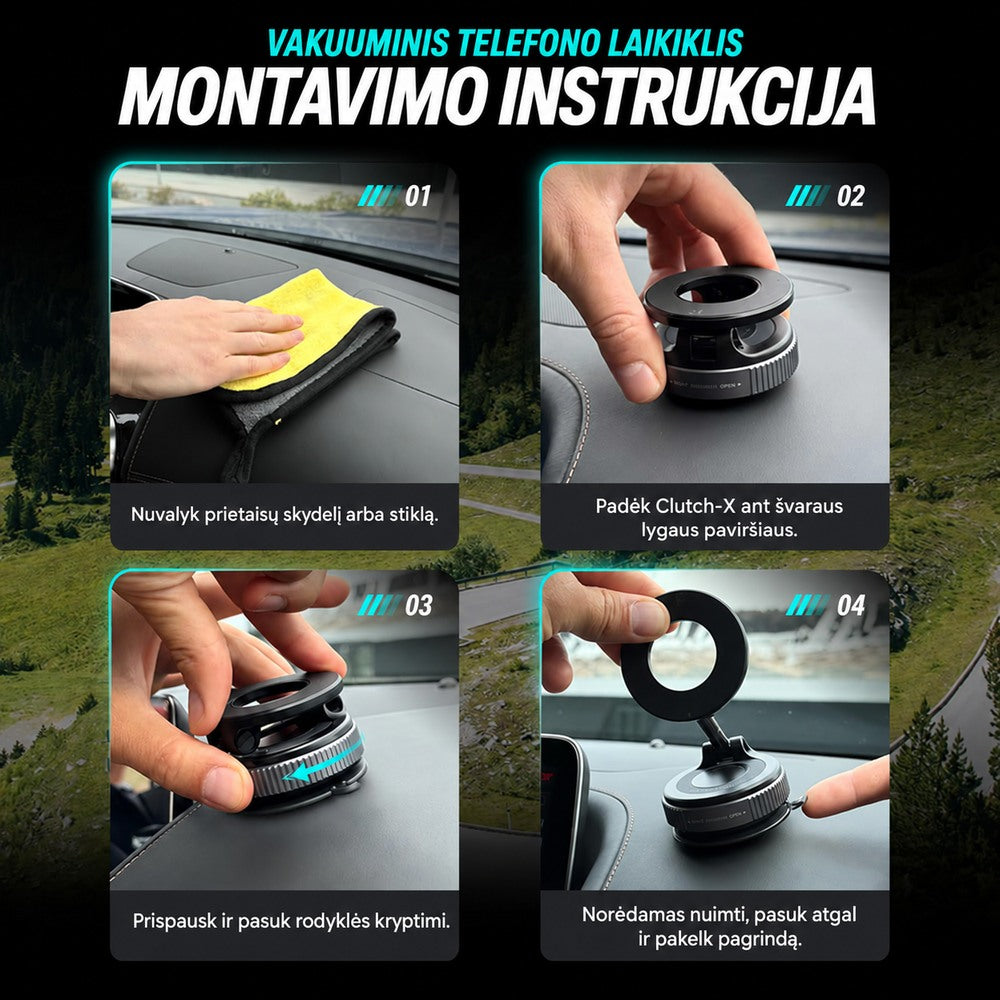 Clutch-X Vakuuminis magnetinis telefono laikiklis 6