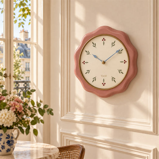 Vireld Odette Blush Scalloped Botanical Wall Clock