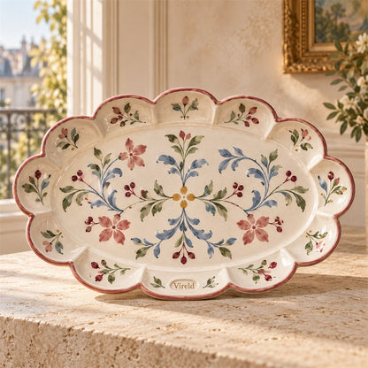 Vireld Colette Scalloped Floral Serving Platter