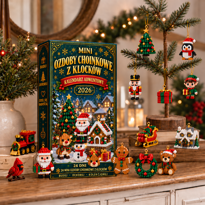 Advento kalendorius – 24 mini eglutės papuošimai iš kaladėlių – 6